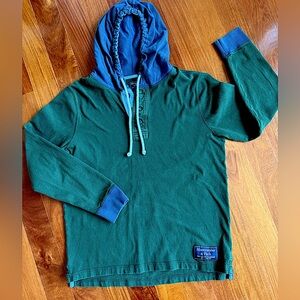Abercrombie & Fitch Dark Green and Blue Men's Hoodie Sweater Shirt Size M